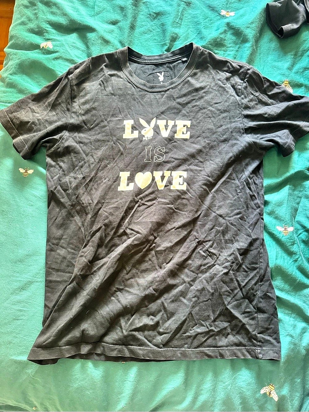Play boy bustle Graphic Love Is Love Short Sleeve Tee in Black